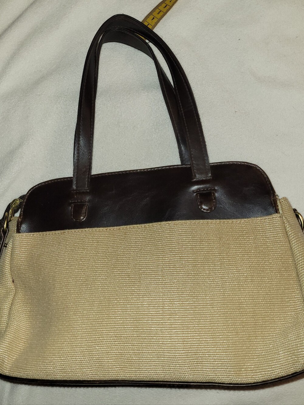 Liz Claiborne Y2K Retro Design Canvas And Faux Leather Satchel Handbag